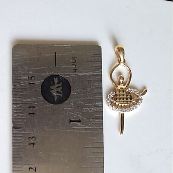 CLEARANCE 14k Gold Diamond Ballerina Dancer Pendant - Picture 10 of 10